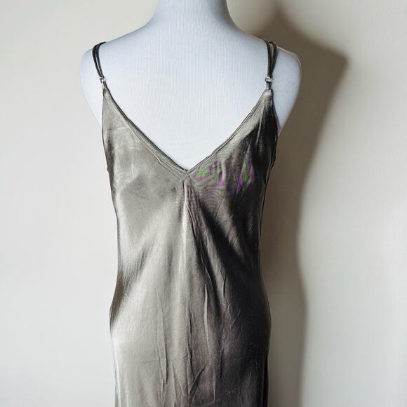 Zara Green Gray Satin Maxi Slip Dress - Picture 8 of 9